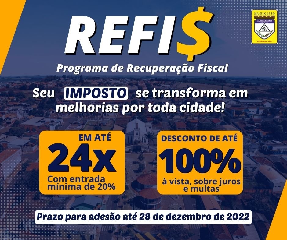 Prazo de adesão até 28 de dezembro 2022 Programa de Recuperação Fiscal – REFIS